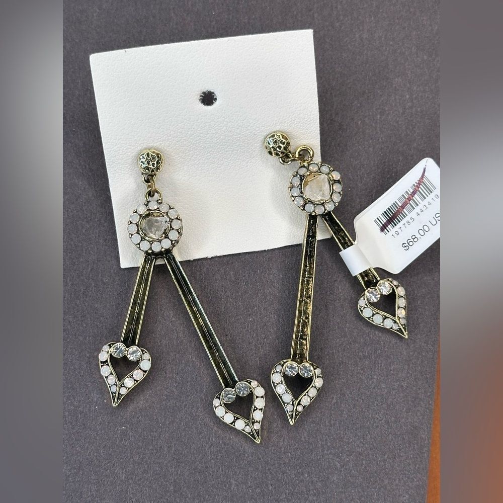 NWT Free People | Ariana Ost Paula Dangles Earrings, New With Tags Brass Hearts - Picture 2 of 6